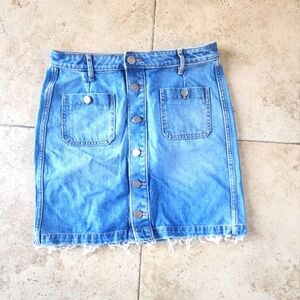Denim Button-Front Skirt